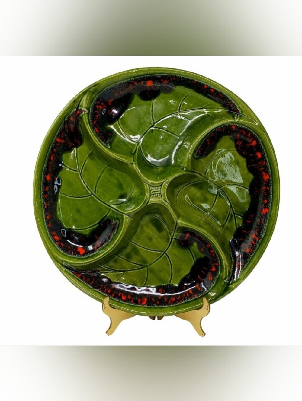 Santa Anita Ware Green Leaf Ceramic Serving Platter
